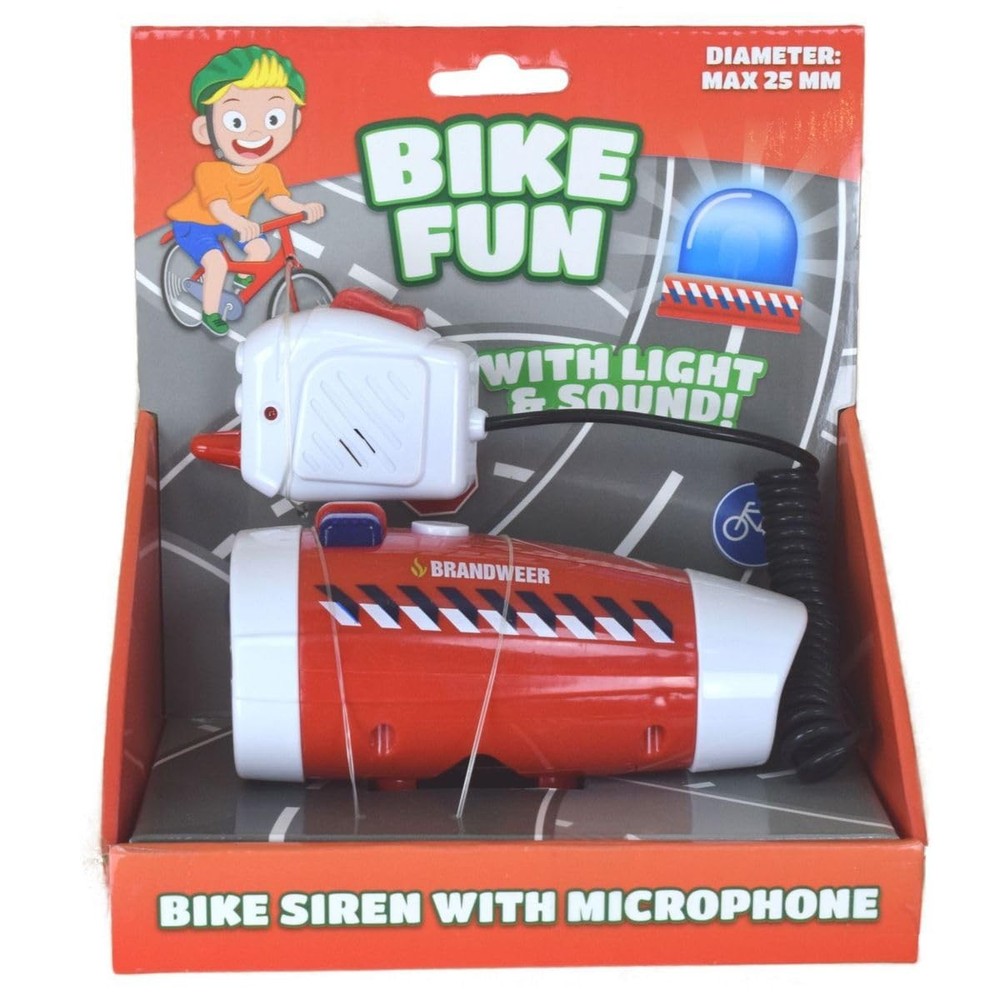 Junior Fireman Siren with Microphone in White Red Blue
