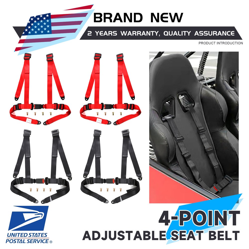 2inch 4-Point Harness Quick Release Safety Seat Belt Plug & Lock Universal MGT