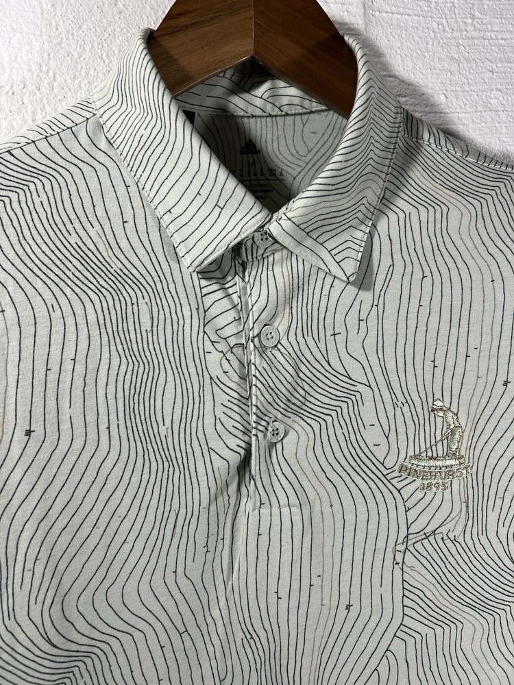 Adidas Pinehurst Polo Shirt Mens M Mint Green Golf Performance Stretch Striped