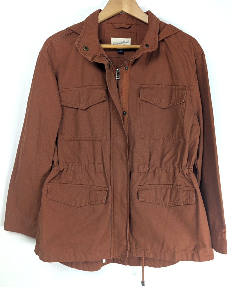 Universal Thread Womens Medium Rust Brown Drawstring Waist Field Utility Jacket