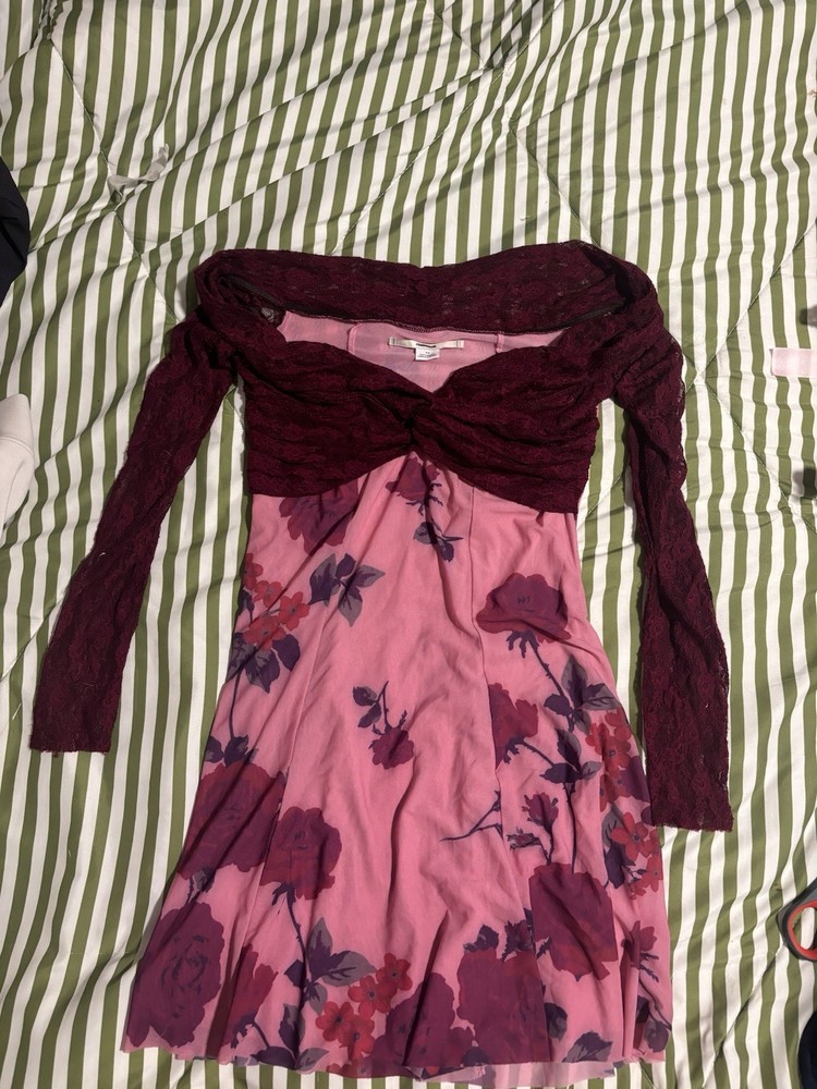 KIMCHI BLUE Floral Mesh Long Sleeve Lace dress