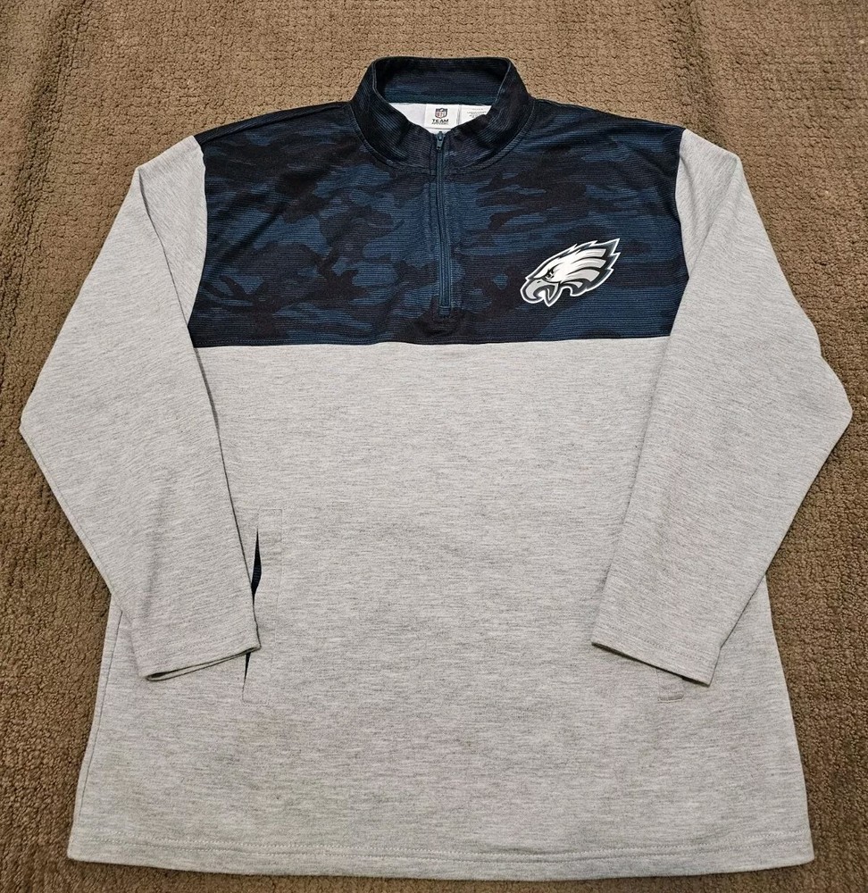 Zubaz NFL - PHILADELPHIA EAGLES - Men's Green Camo/Gray QUARTER ZIP - XL