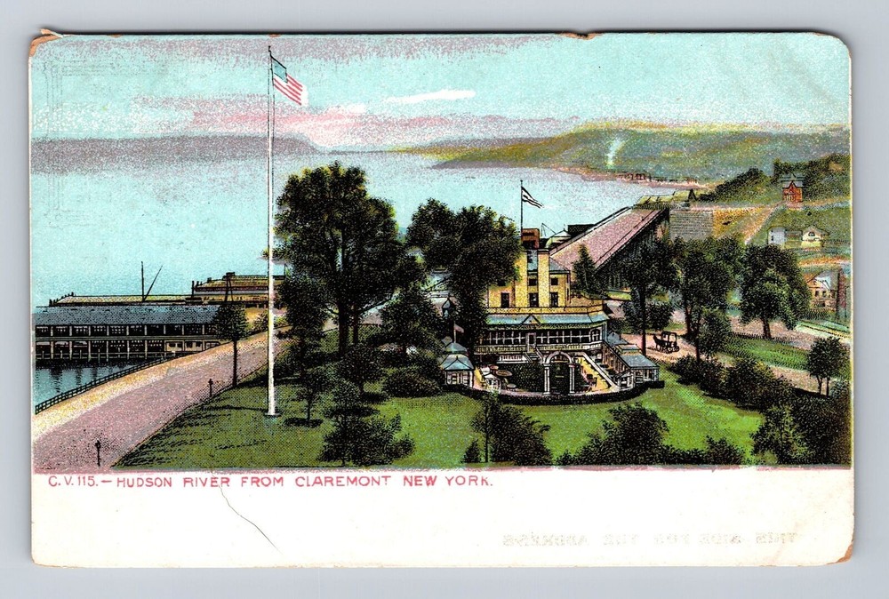 Claremont NY, New York, Hudson River, Antique, Vintage Postcard