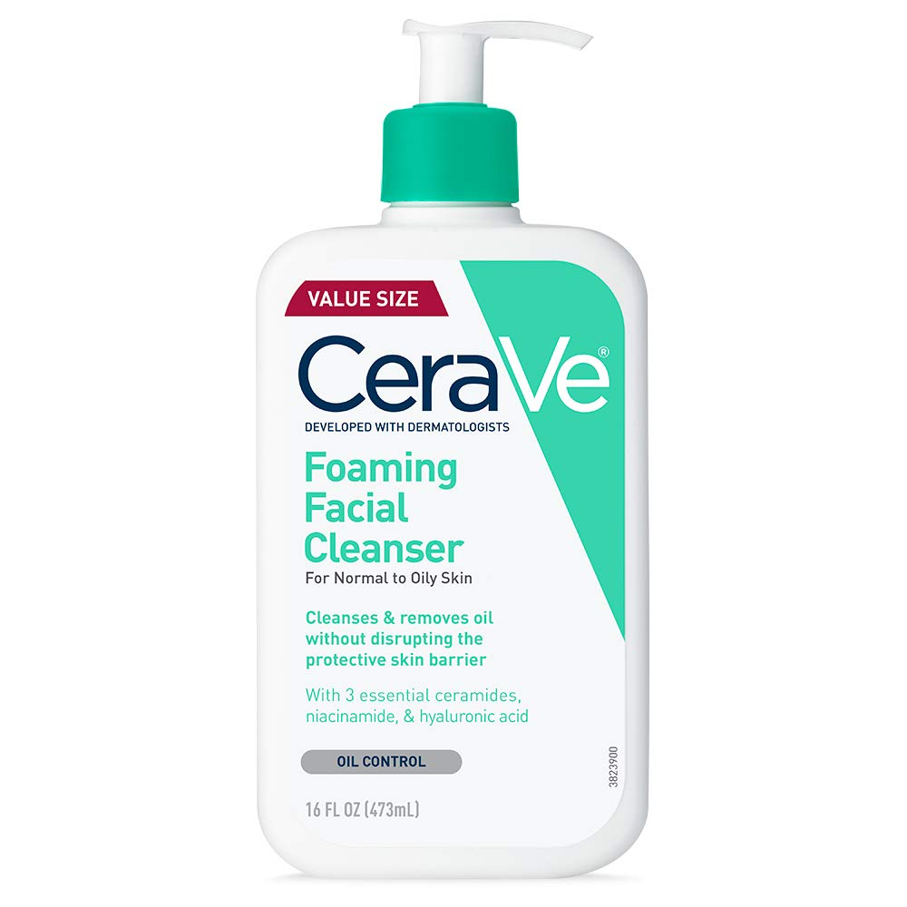 CeraVe Foaming Facial Cleanser for Oily Skin with Hyaluronic Acid 16 oz-image