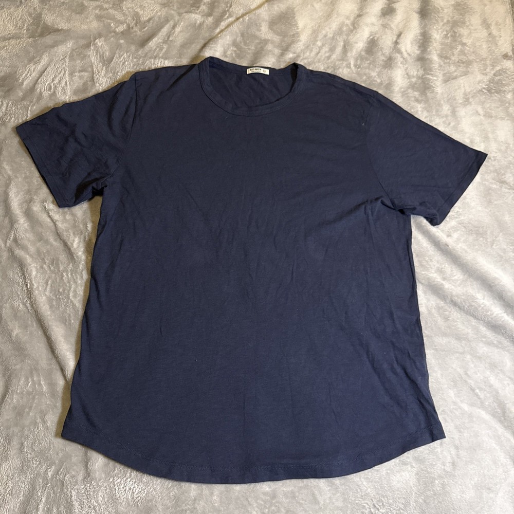 Buck Mason Shirt Men’s XL Blue Scallop Hem Made USA Cotton Casual