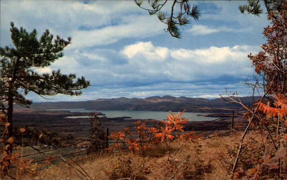 Vermont Mt Philo State Forest Park aerial view autumn  1950-60s vintage postcard