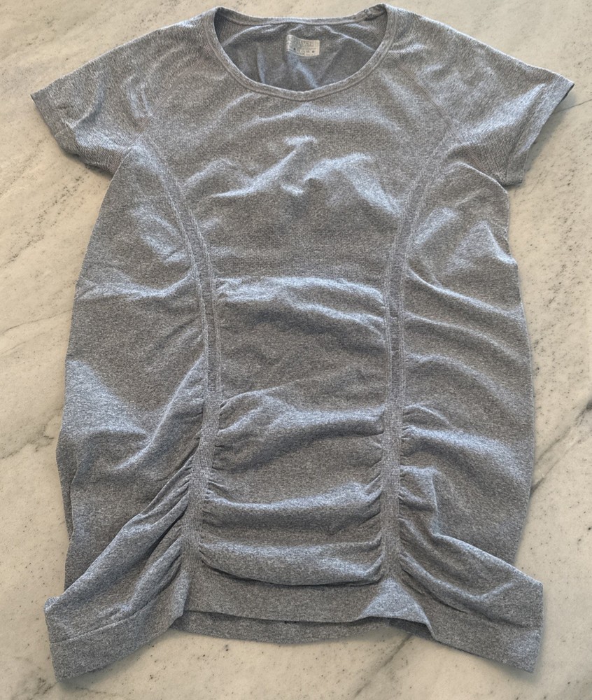 Athleta Seamless Tee Blue Gray Short Sleeve Seamless Ruched Athletic Shirt M