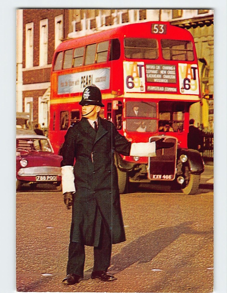 Postcard Policeman Controlling Traffic London England