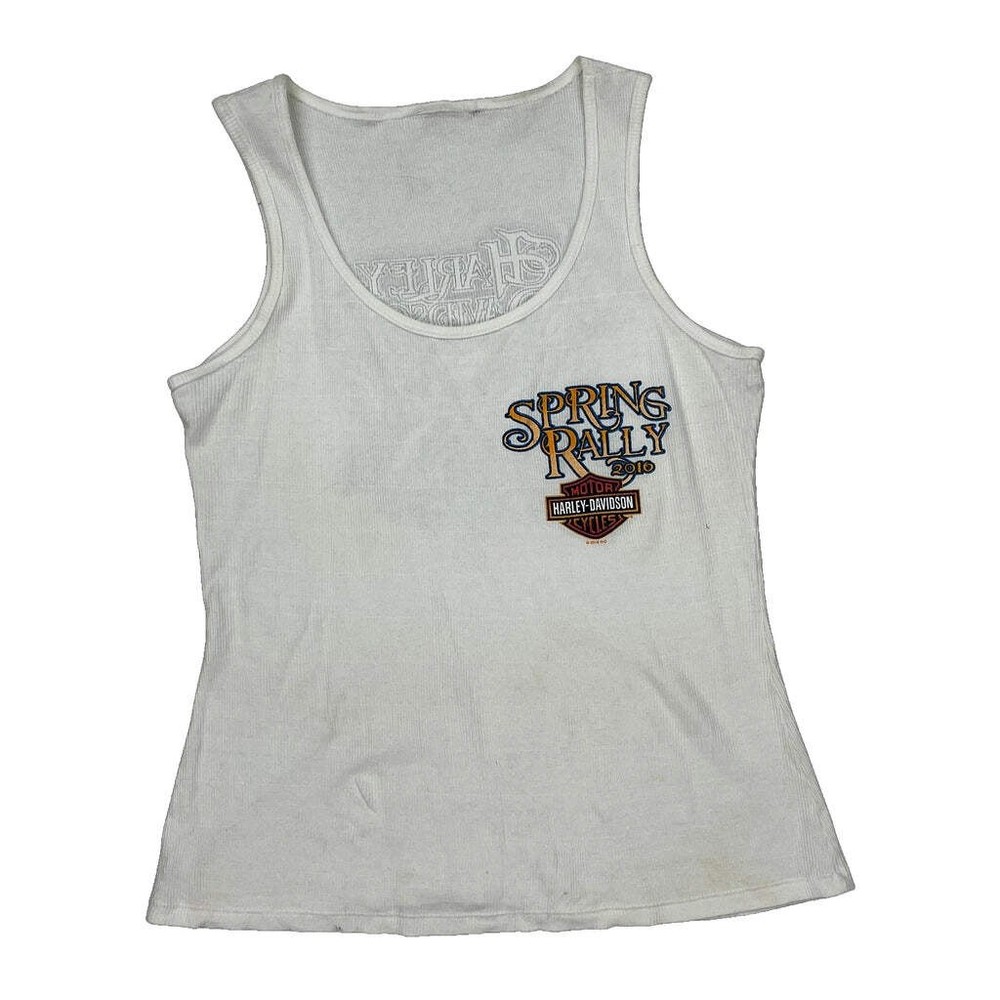 Spring Rally 2010 Harley Davidson Graphic Tank Top - Small White Cotton