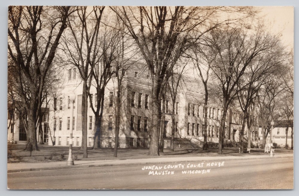 RPPC Juneau County Courthouse Mauston Wisconsin Court House Real Photo Postcard