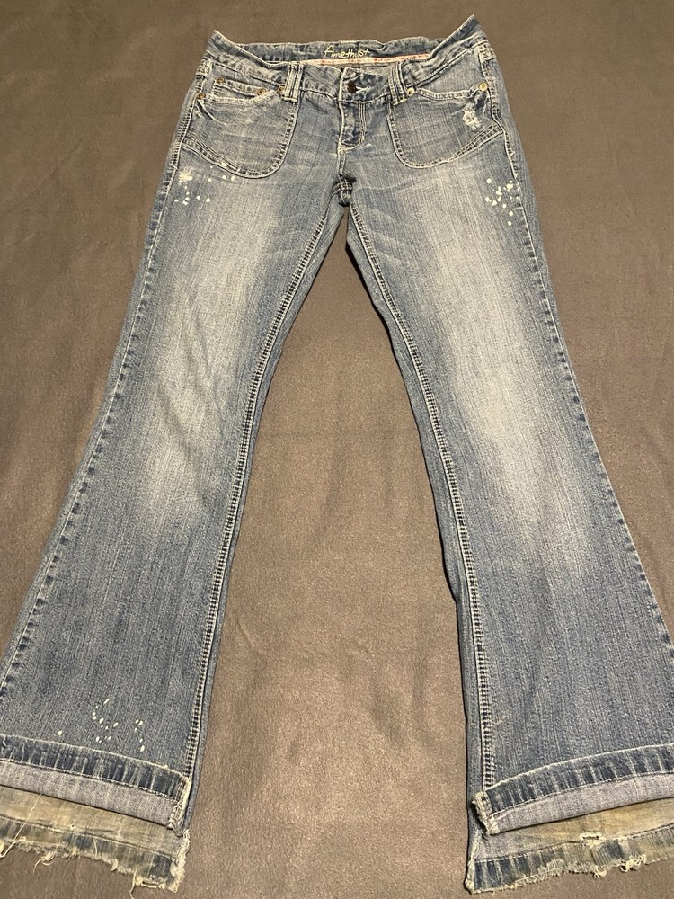 Amethyst Jeans Women's Boot Cut Mid Rise Blue Stretch Denim Size 9 Worn Heels