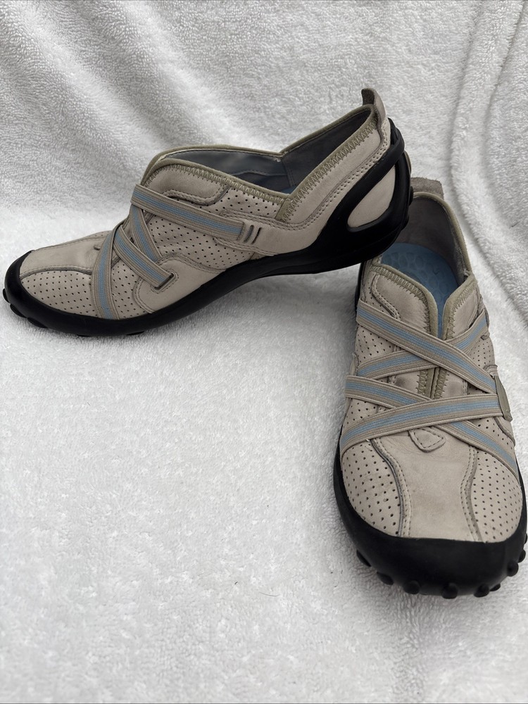 Women’s Privo By Clarks Shoes Slip On Leather Beige Criss Cross Sneakers, 8 M