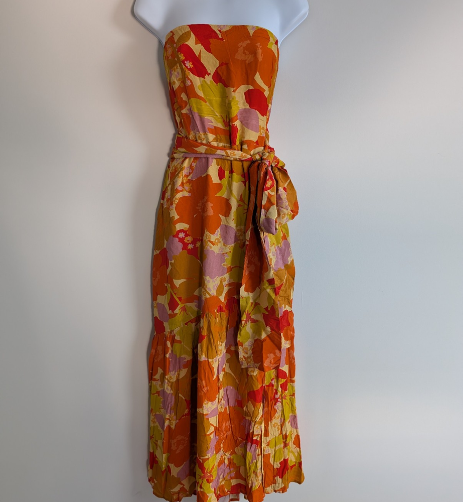 Lulus Maxi Dress Womens XL Captivating Spirit Strapless Resort Vacation Coastal