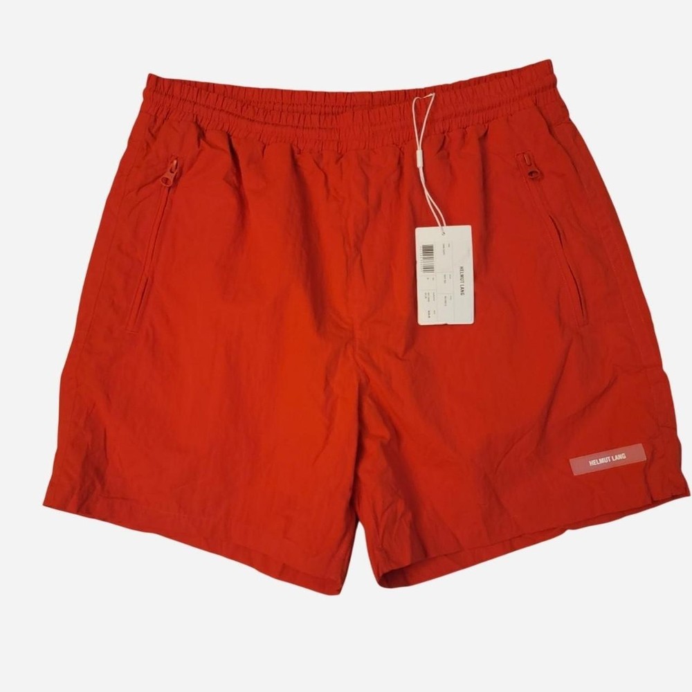 HELMUT LANG Size M Red Cotton Zip Pockets Shorts