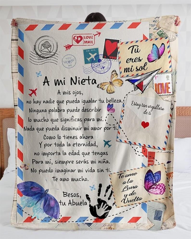 Personalized Carta A Mi Nieta Besos Tu Abuela Fleece Blankets-image