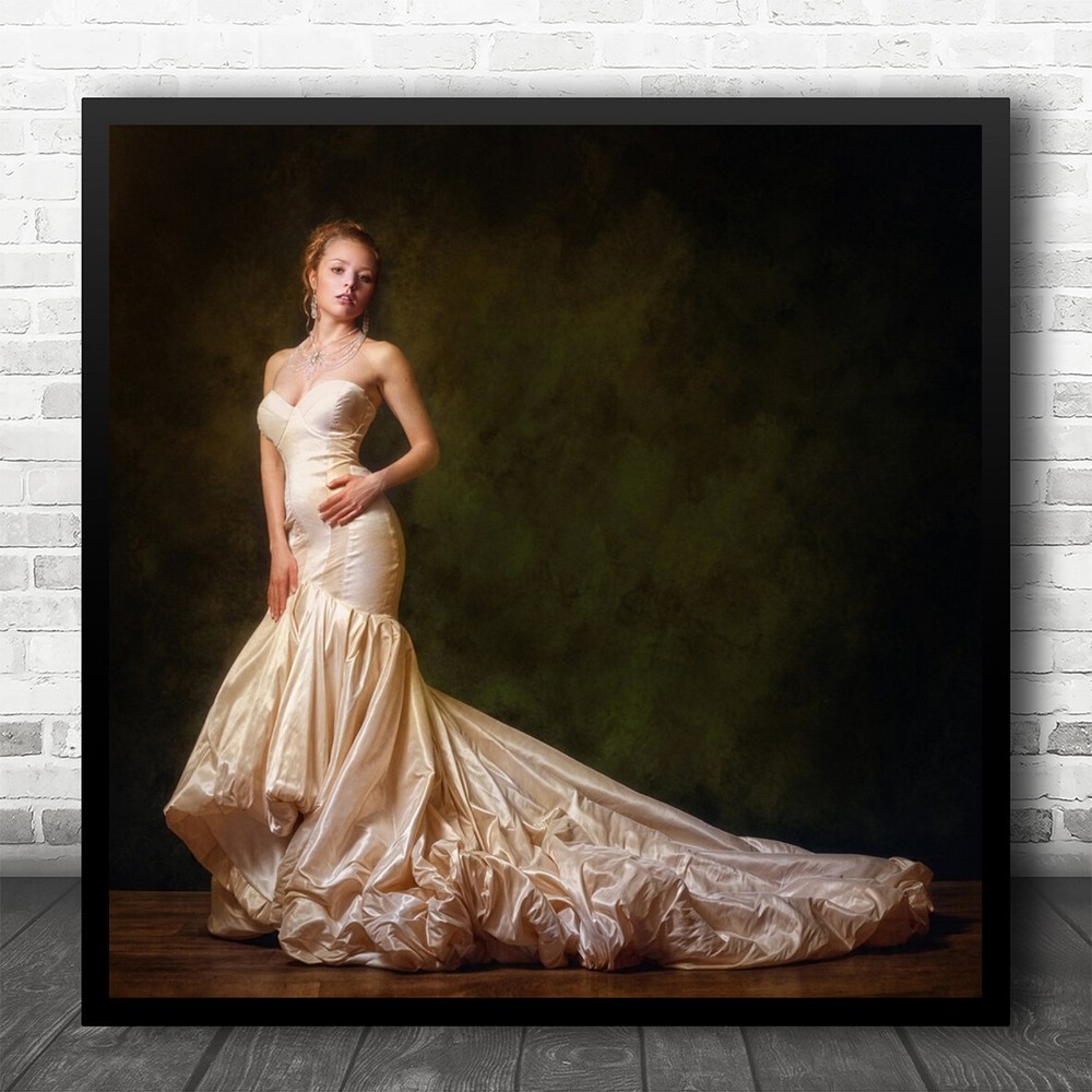 Portrait Woman Dress Wedding Marriage Bride Beauty Fashion Wall Art Print