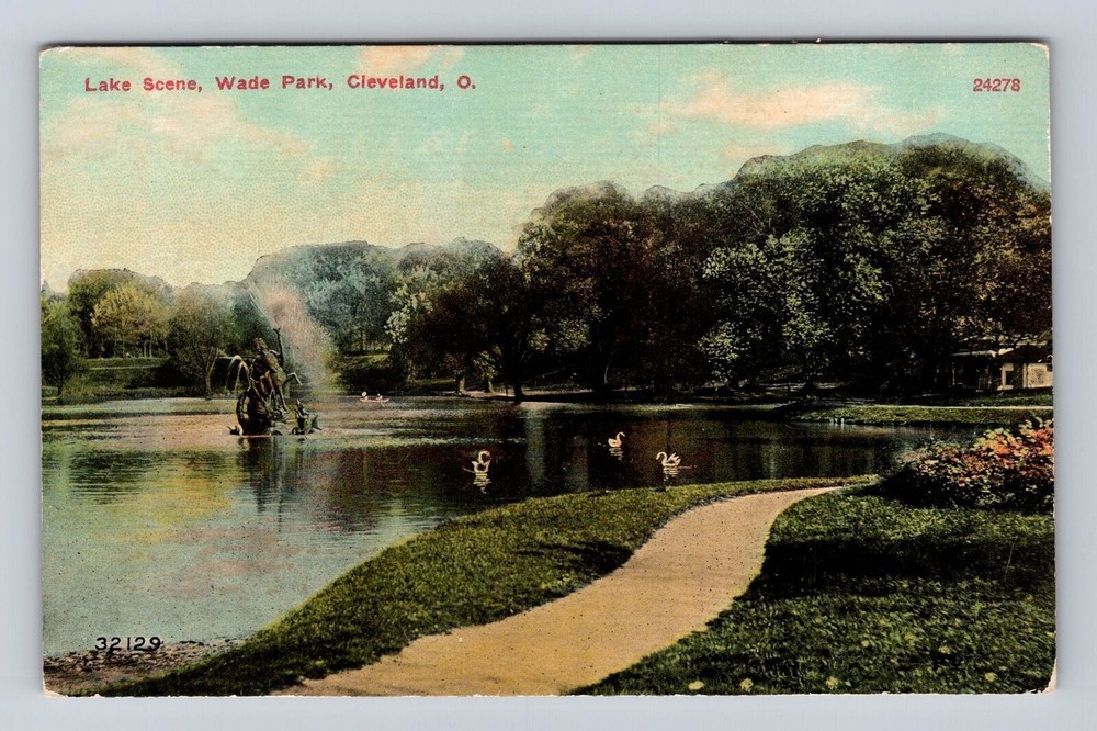 Cleveland OH-Ohio, Lake Scene, Wade Park, Antique, Vintage Souvenir Postcard