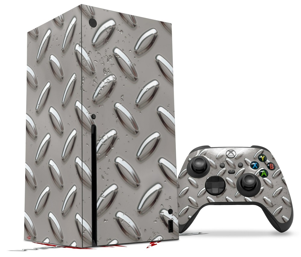 Skin Set for XBOX Series X Diamond Plate Metal 02