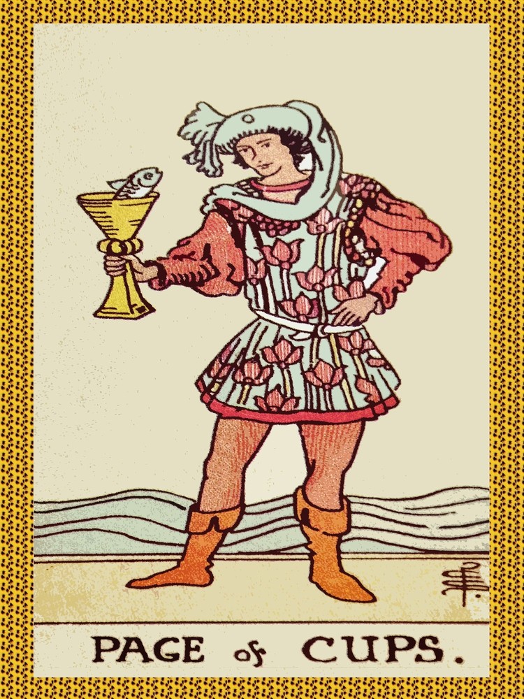 Vintage Tarot Page of Cups Poster for Home Decor 11383