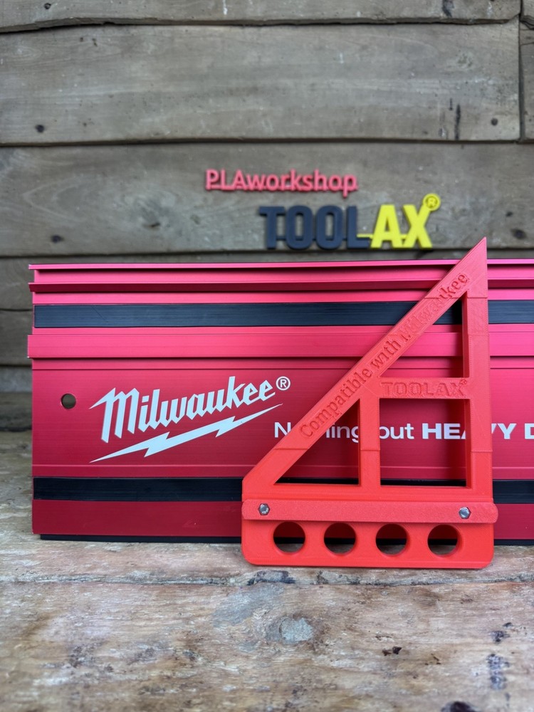 TOOLAX Large Guide Rail Square with 45 & 90 Degree Stops to fit Milwaukee Rail