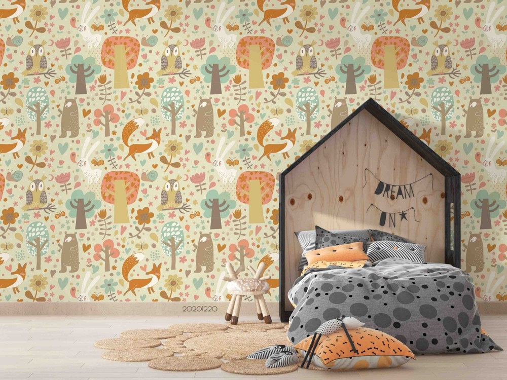 3D Animals Plants Cartoon Pattern Wall Murals Wallpaper Murals Wall Sticker 3