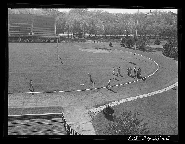 Ames Iowa Iowa State College Athletic Field 1942 Track Stadium Students