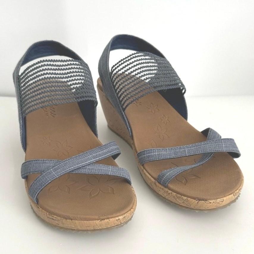 Skechers Beverlee Fancy Sips Wedge Sandal for Women Size 11 in Blue