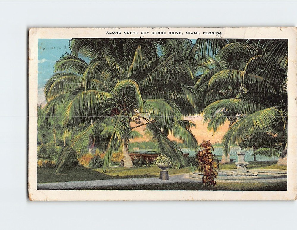 Postcard Along North Bay Shore Drive Miami Florida USA