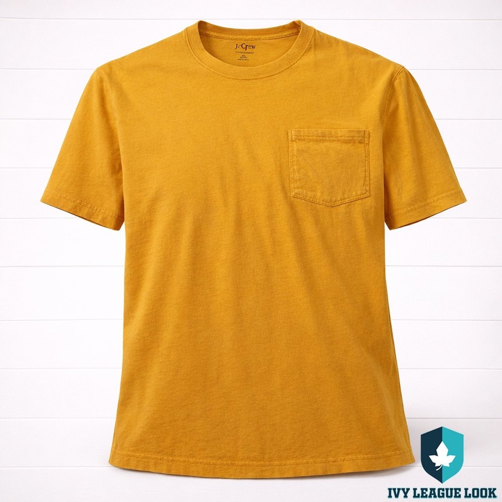 J.Crew Mustard Gold Vintage Jersey Pocket T Shirt Mens XL