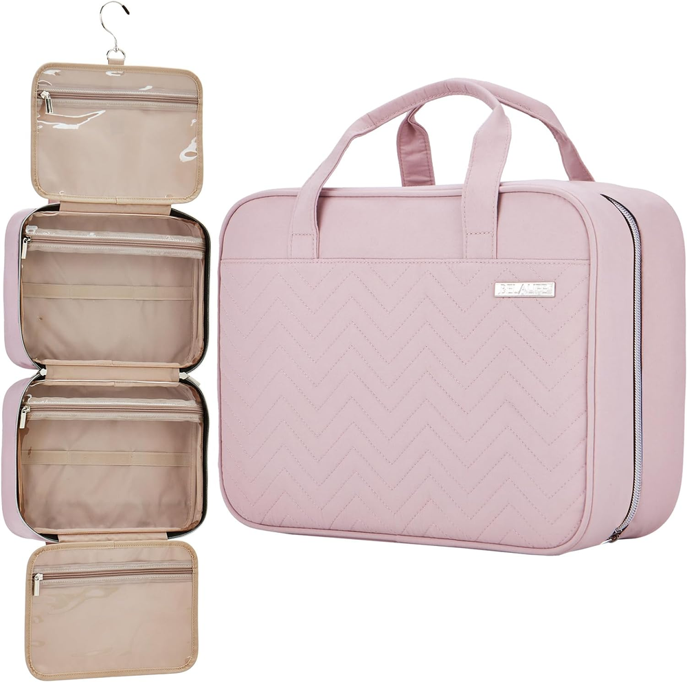 Large Hanging Travel Toiletry Bag with Hook for Women - Makeup Brush Holder & Organizer