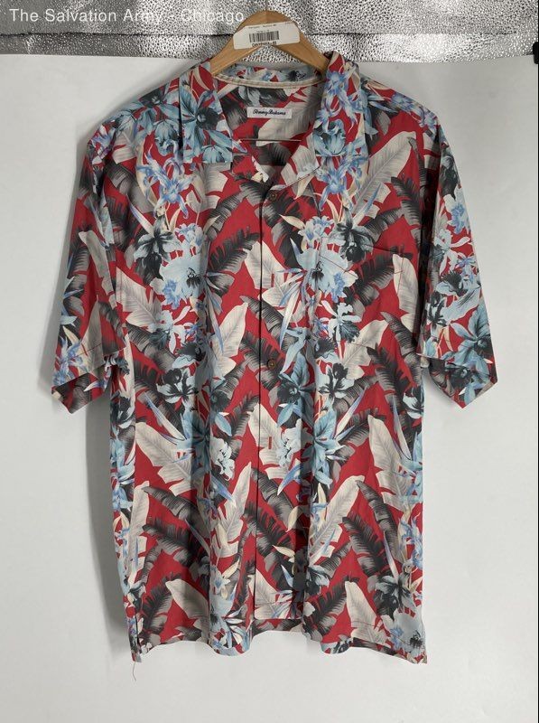Tommy Bahama Mens Multicolor Floral Short Sleeve Button-Up Shirt Size X-Large