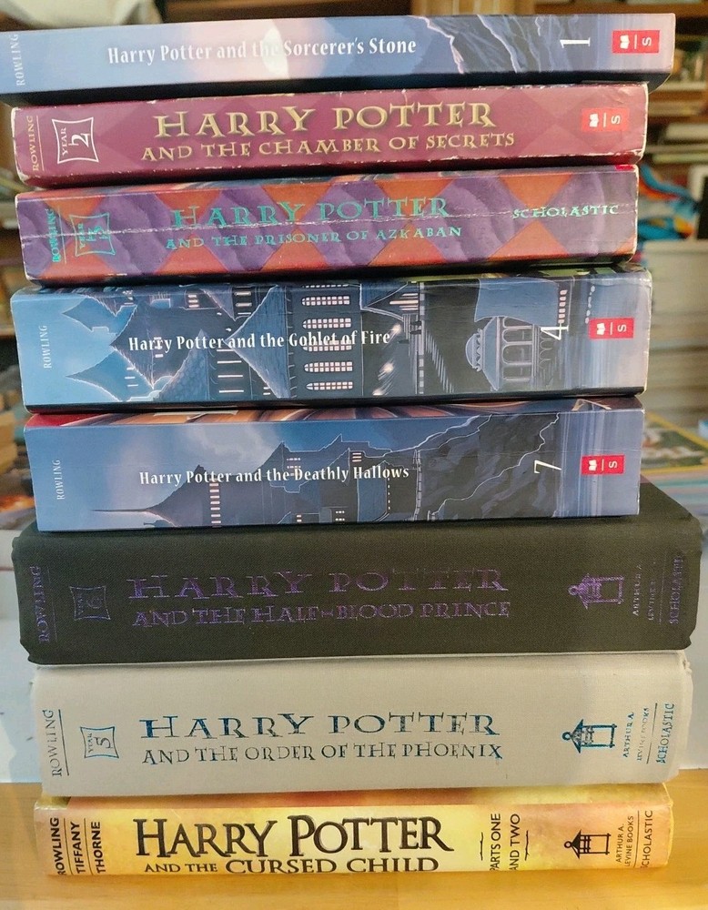 Lot of 8 Harry Potter Books 1 - 7 plus Cursed Child by J K Rowling HB PB