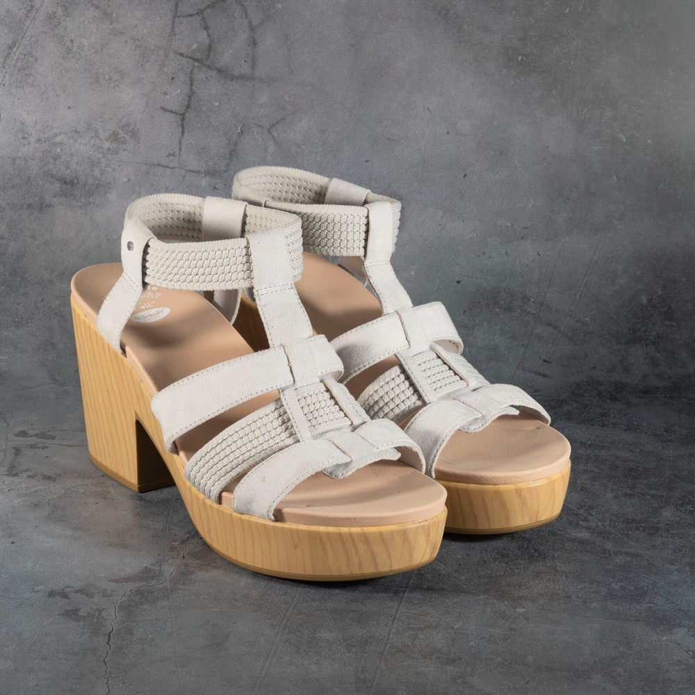 Dr. Scholl's Women Faux-Wood Bottom Wedge Sandals Blossom Vapor Grey Size 11 M