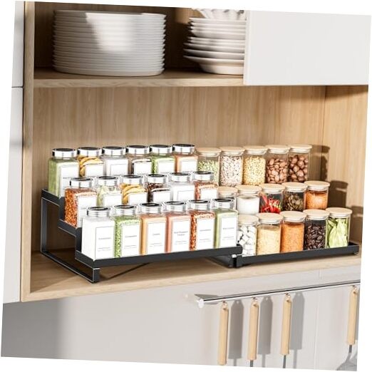 Expandable 3-Tier Metal Spice Rack Cabinet Organizer