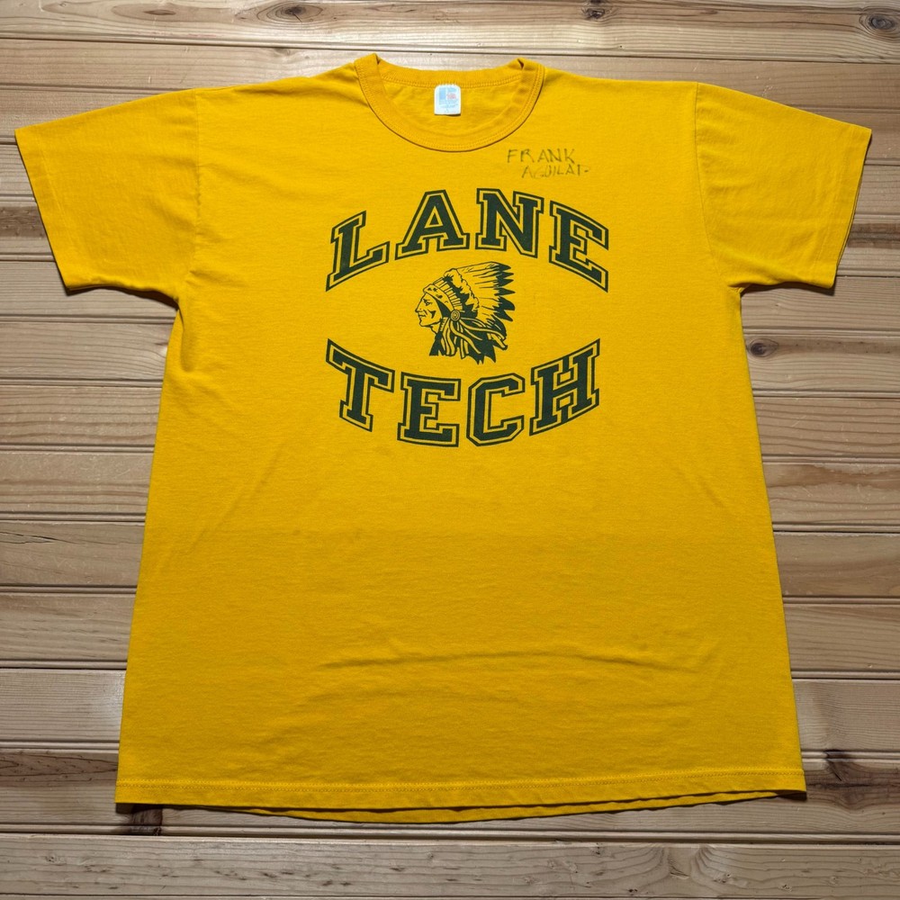 Vintage 90s Lane Tech High School Chicago Indian Chief Graphic T-Shirt USA Large