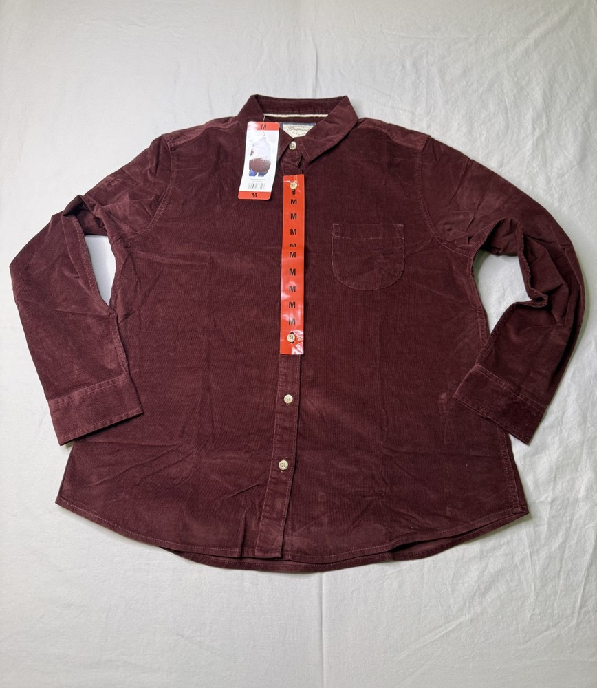Women's Jachs Girlfriend Micro Corduroy Long Sleeve Button Up, New with Tags