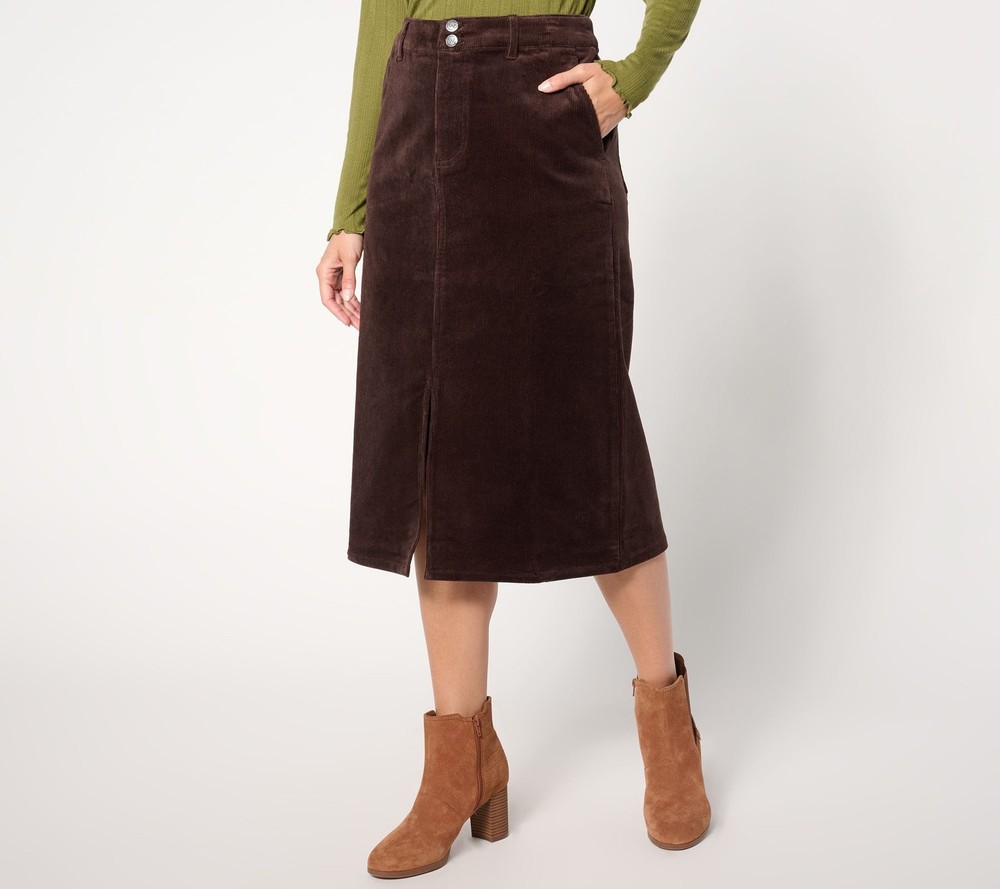 SUNNYLiFE Women's Petite Skirt 8P Colette Corduroy Midi Brown A663665