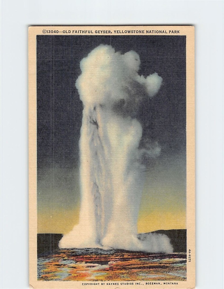 Postcard Old Faithful Geyser Yellowstone National Park Wyoming USA