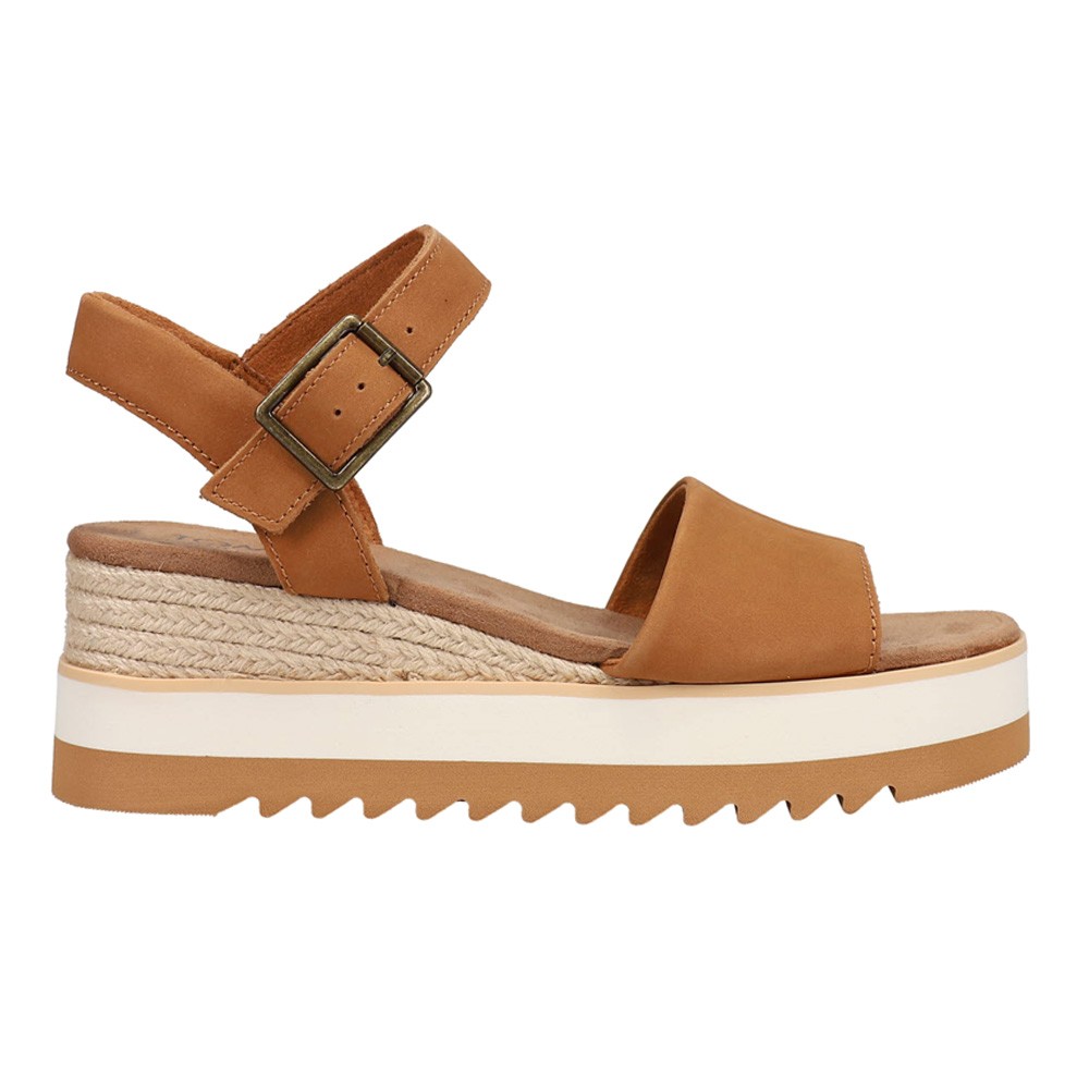 TOMS Diana Platform Espadrille Wedge Sandals for Women in Brown
