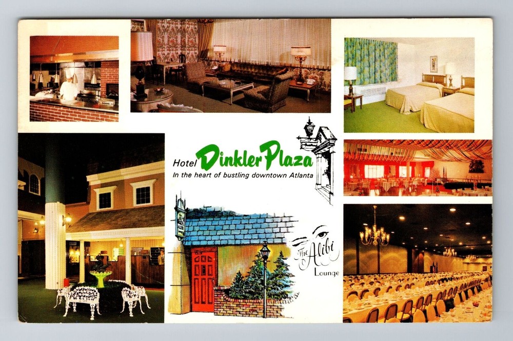 Atlanta GA-Georgia, Hotel Dinkler Plaza, Advertising, Antique Vintage Postcard