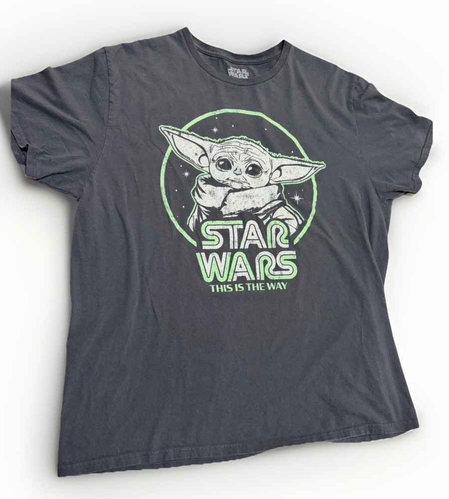 Star Wars Grogu Baby Yoda This Is The Way T-Shirt XL Gray Mandalorian