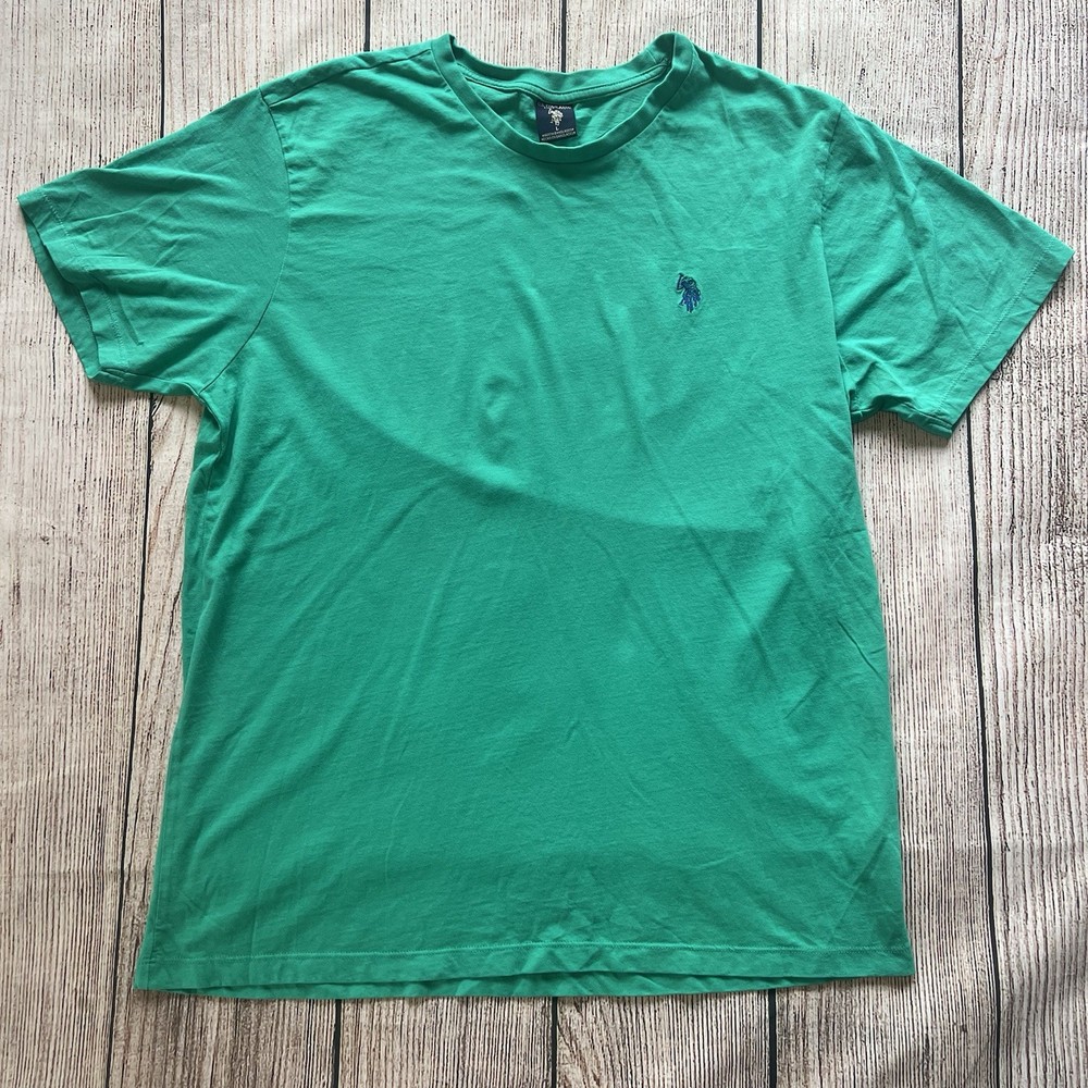 US Polo Assn. Short Sleeve Crewneck T-Shirt Green Mens Size Large 100% Cotton