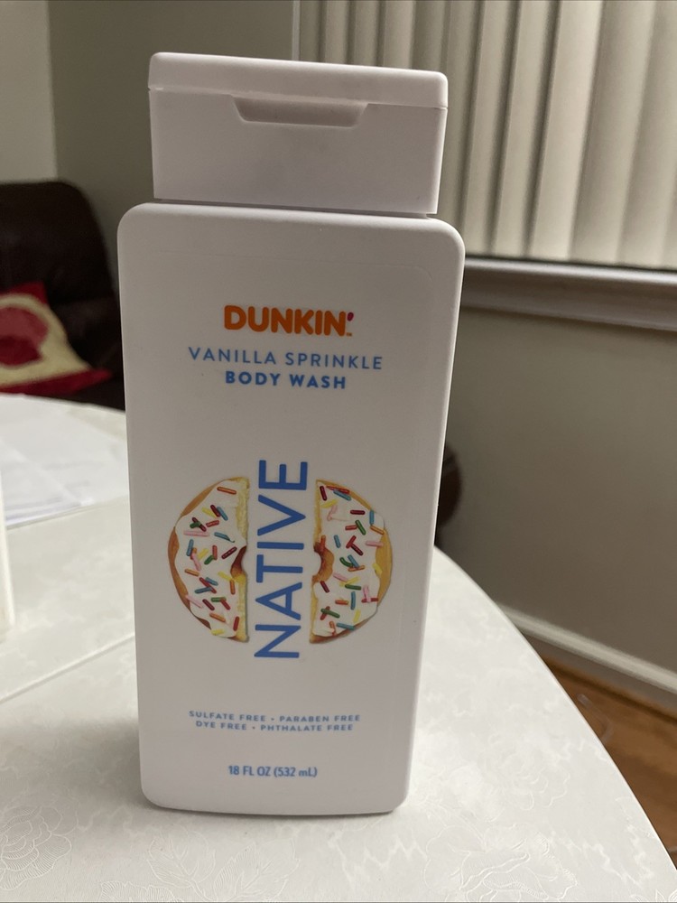 Native DUNKIN Vanilla Sprinkle Body Wash Limited Edition 18 Fl oz ea