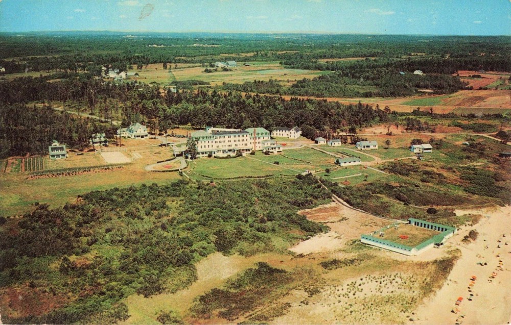 Atlantic House & Cottages Aerial View - Scarboro Beach Maine ME - Postcard