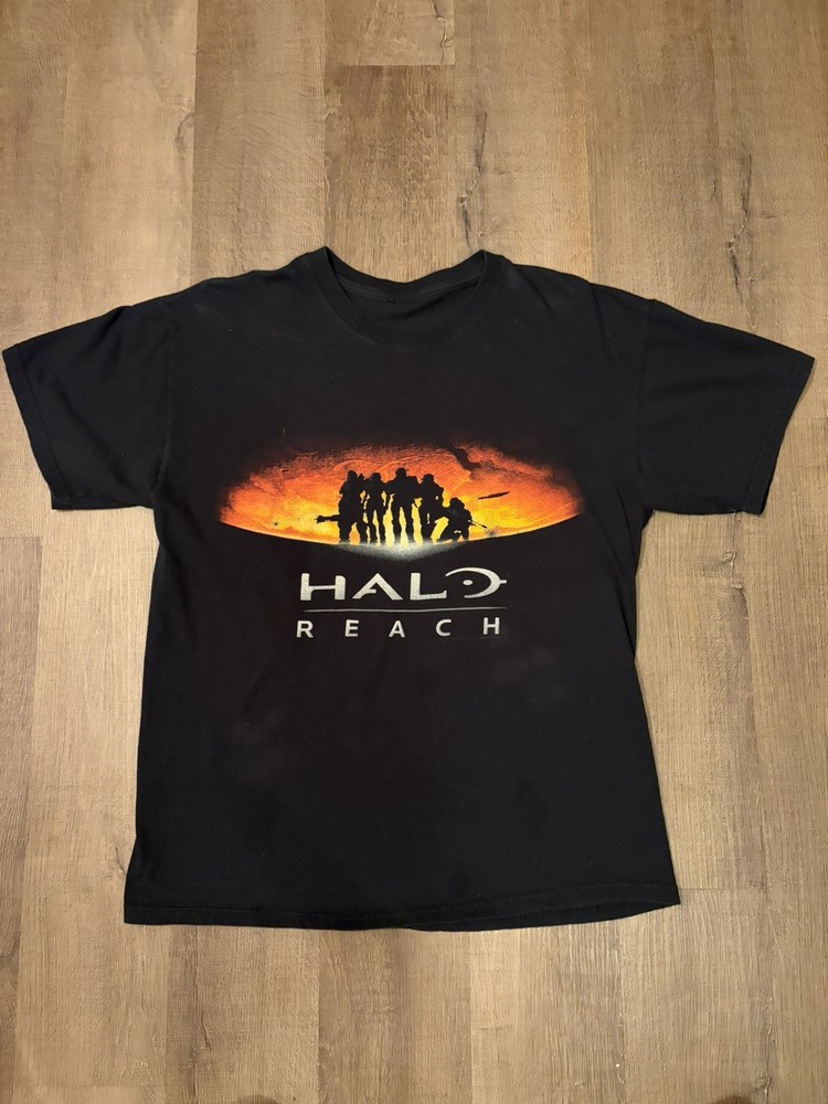 Halo Reach T Shirt Mens L Black 2010 Video Game Promo Xbox Cotton Jerzees