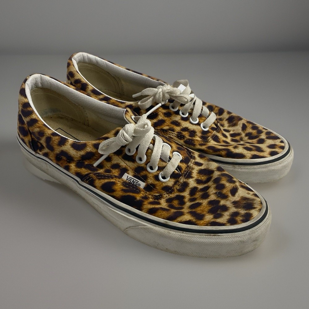 Vans Era Leopard Black Womens Size 9.5 Skateboarding Casual Shoes Animal Print