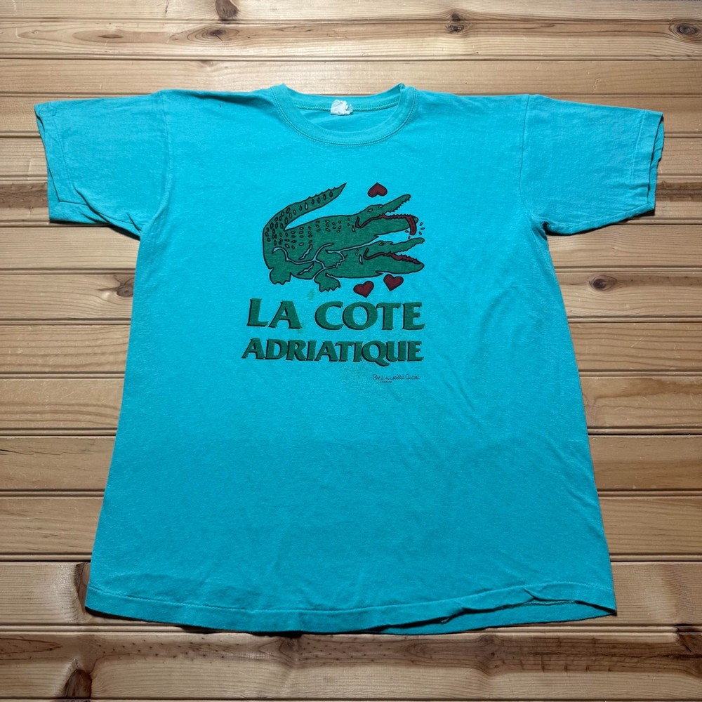 Vintage 80s La Cote Adriatique French Crocodile Funny Graphic T-Shirt - Medium