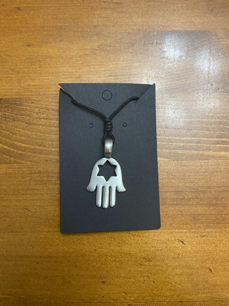 Hamsa Necklace Metal With Cord