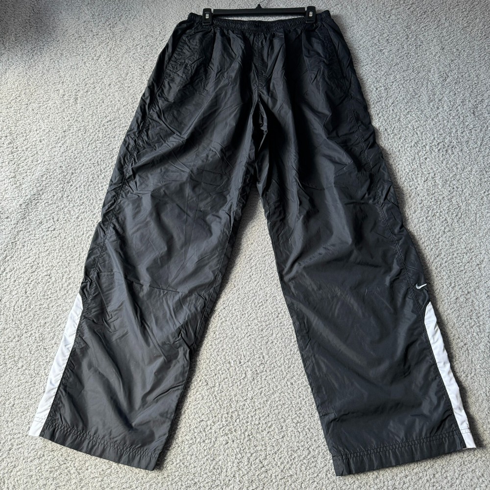 Nike Pants Mens Extra Large Black Windbreaker Track Pants Straight Open Hem