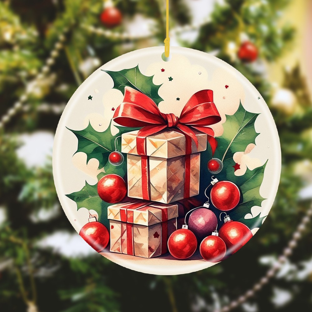 Custom Text Name personalized Image Ceramic Seasonal Ornament Christmas accents